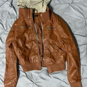 Brown leather jacket